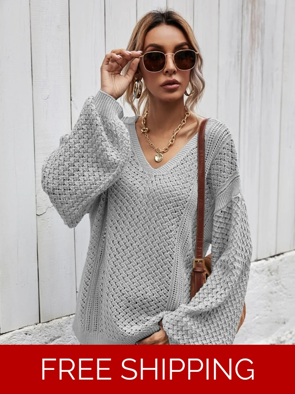 V-Neck Dropped Shoulder Sweater